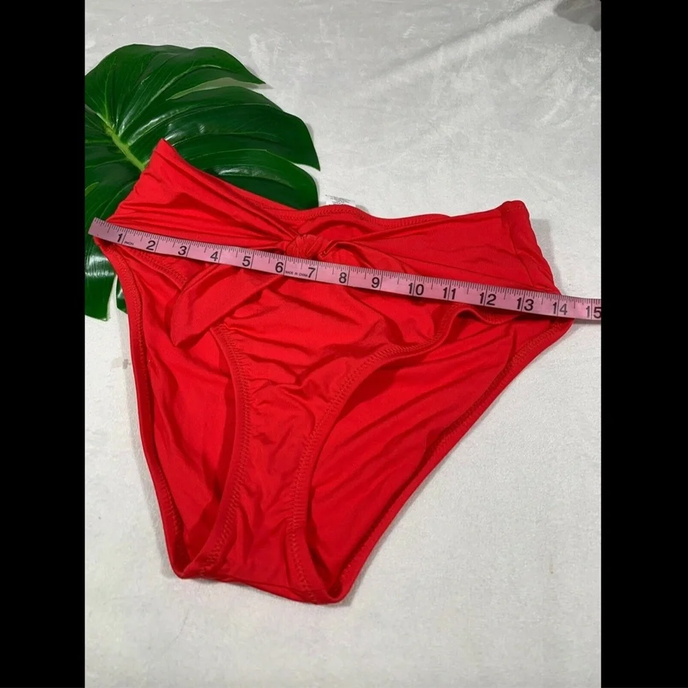 NEW $62 Trina Turk Getaway High Waist Tie Bikini Bottoms [ SZ 8‎ ] Red